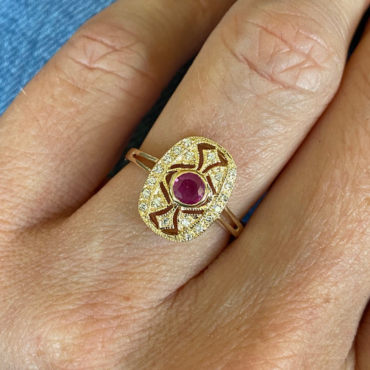 9ct Yellow Gold Ruby & Diamond Ring - John Ross Jewellers