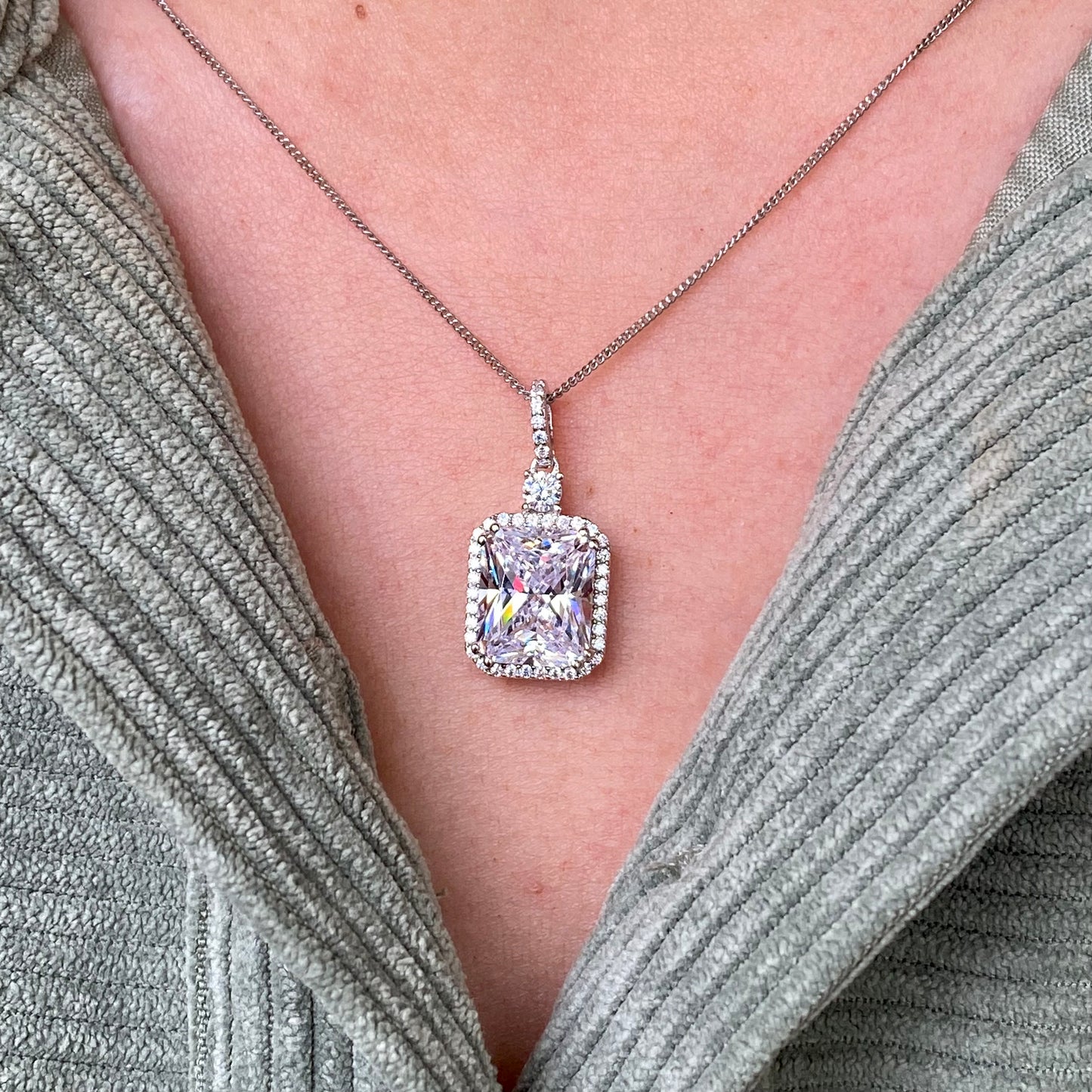 Silver Radiant CZ Pendant Necklace - John Ross Jewellers