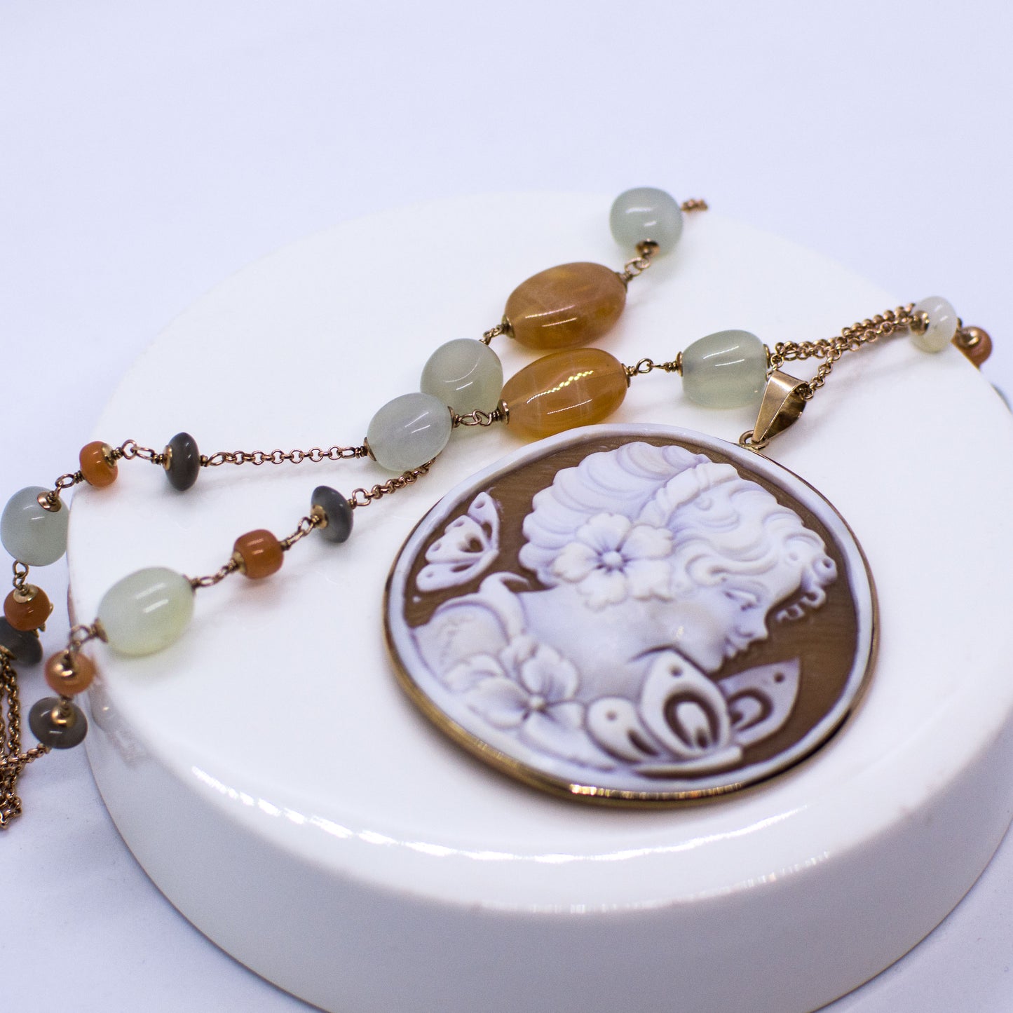 9ct Rose Gold Cameo & Semi Precious Necklace - John Ross Jewellers