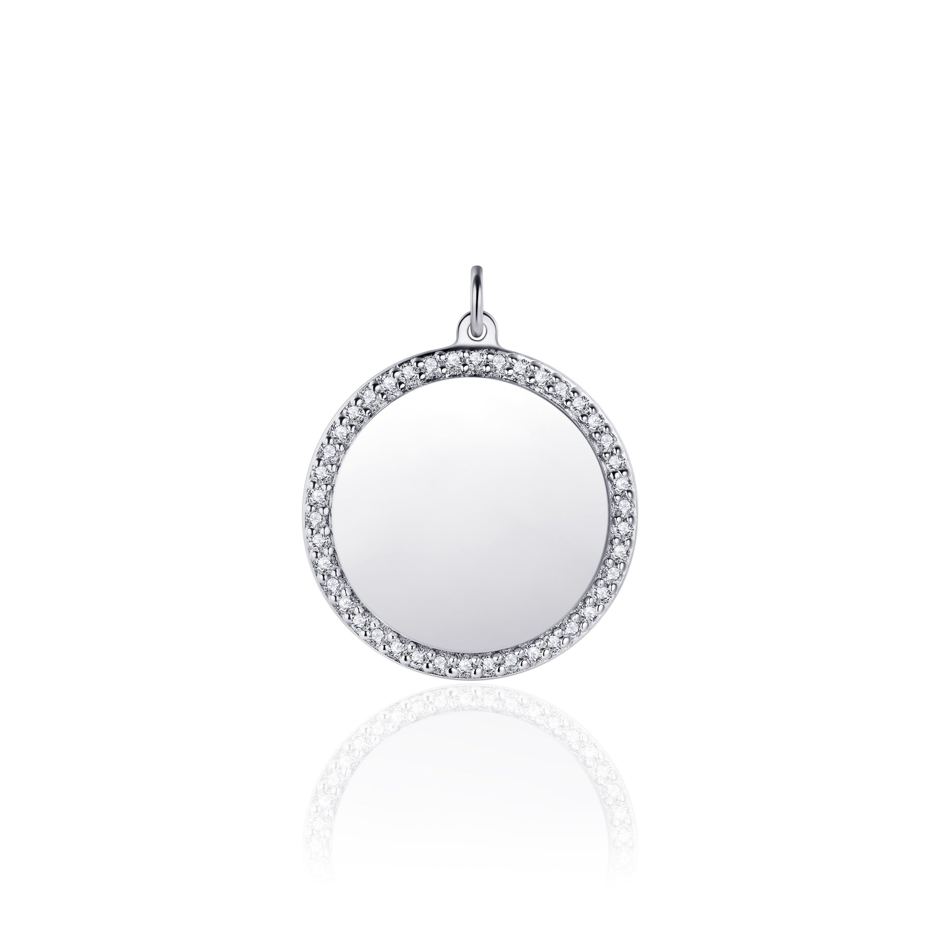 Silver Round CZ Disc Necklace - John Ross Jewellers