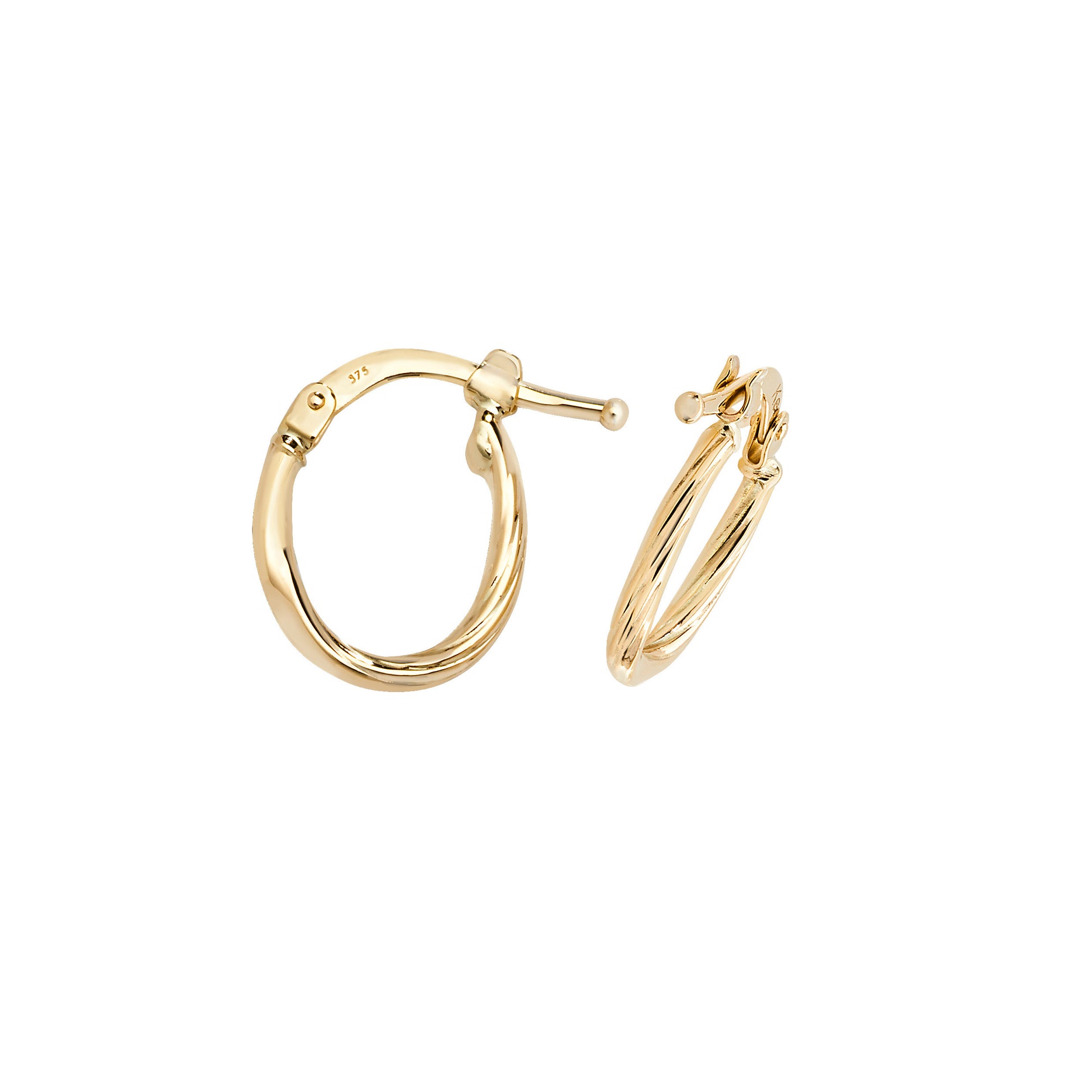 9ct Gold Classic 12mm Twist Hoop Earrings - John Ross Jewellers