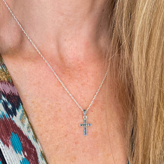 Silver Marcasite Cross Necklace - John Ross Jewellers