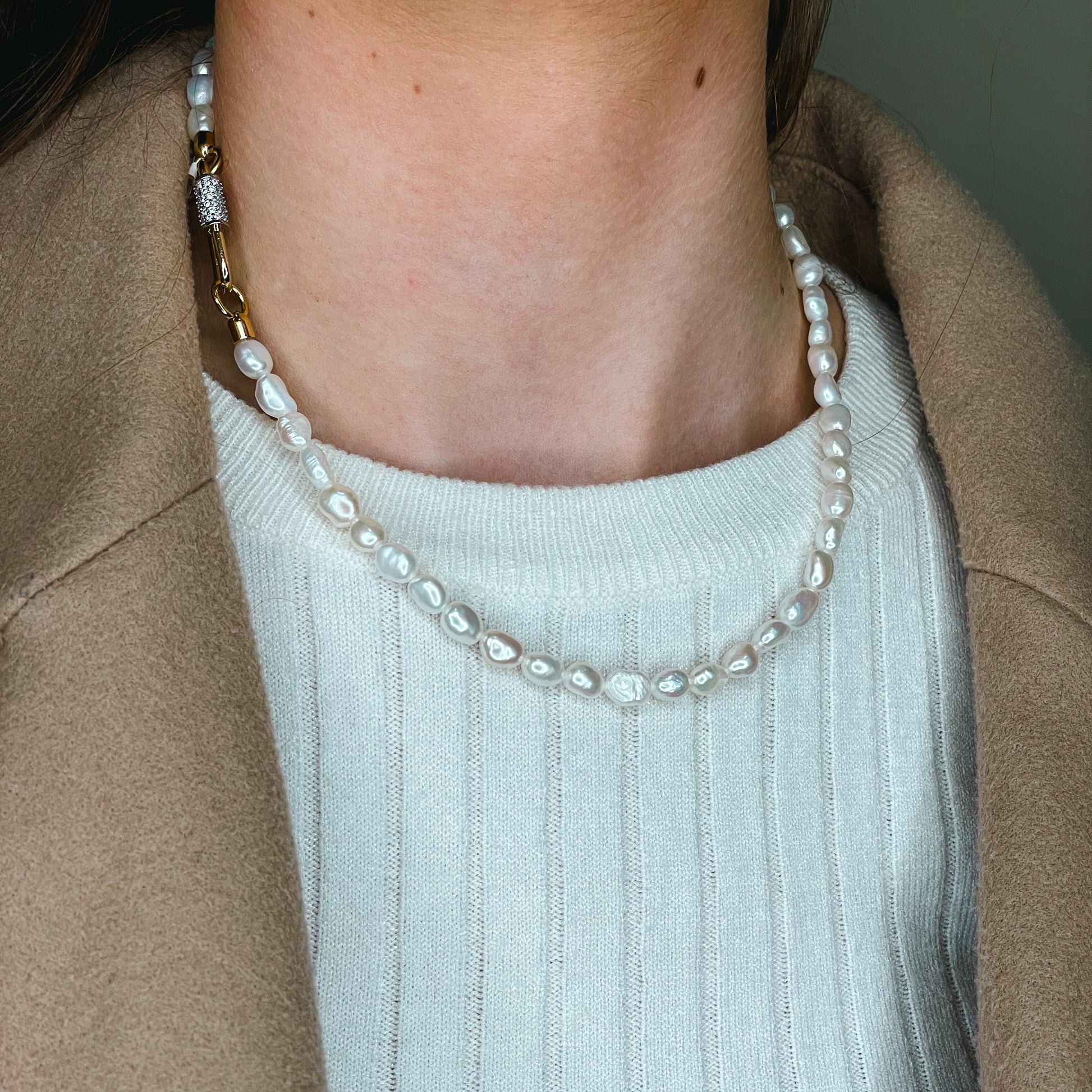 REBECCA Palermo Necklace - Gold & Pearl - John Ross Jewellers