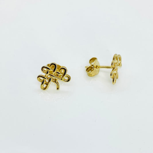 9ct Gold Celtic Shamrock Stud Earrings - John Ross Jewellers