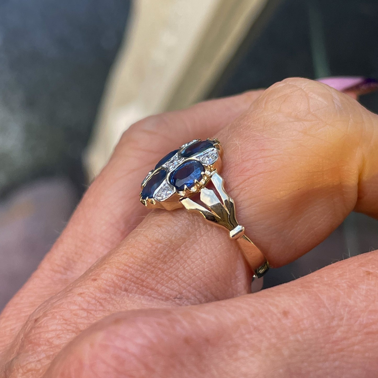 9ct Gold Sapphire & Diamond Quattro Ring - John Ross Jewellers