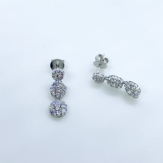 Silver CZ Trilogy Drop Earrings - John Ross Jewellers