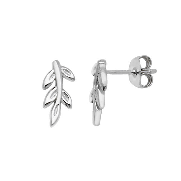 Silver Leaf Stud Earrings - John Ross Jewellers