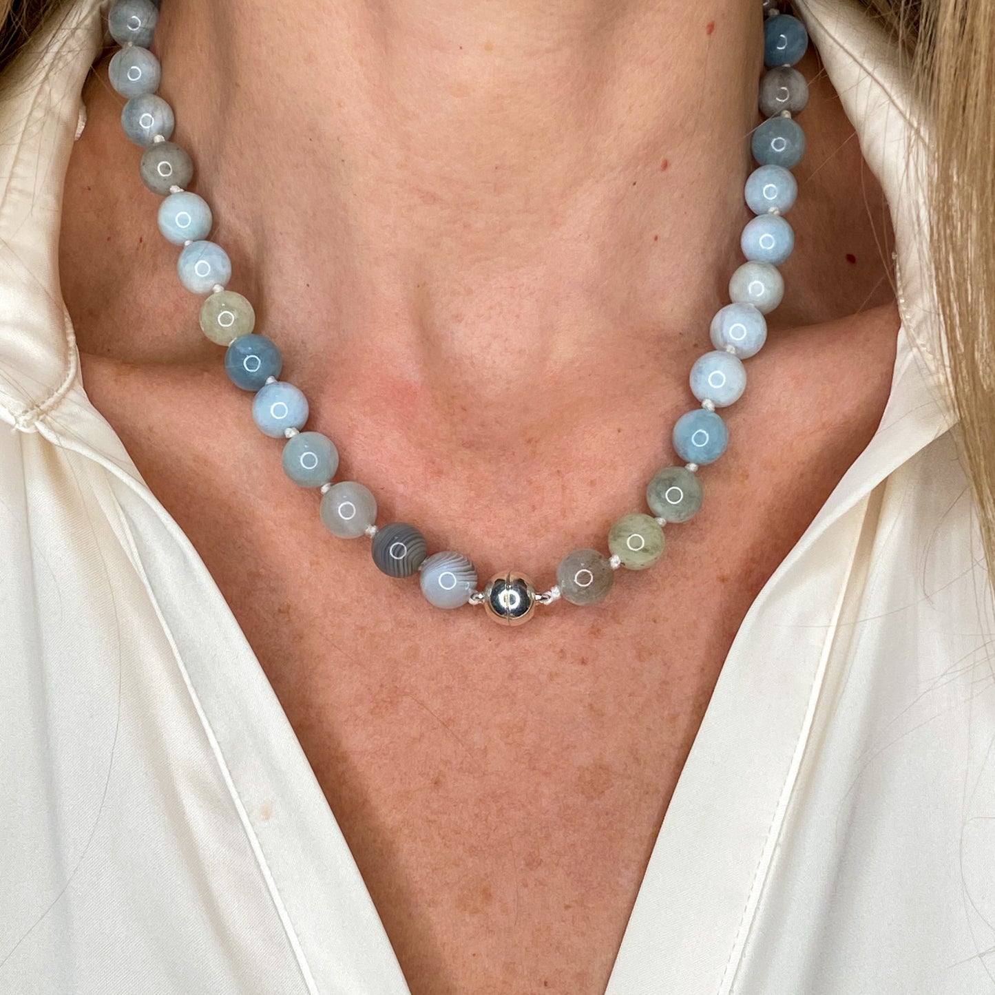 Aquamarine Necklace | Pearl Dropper - John Ross Jewellers