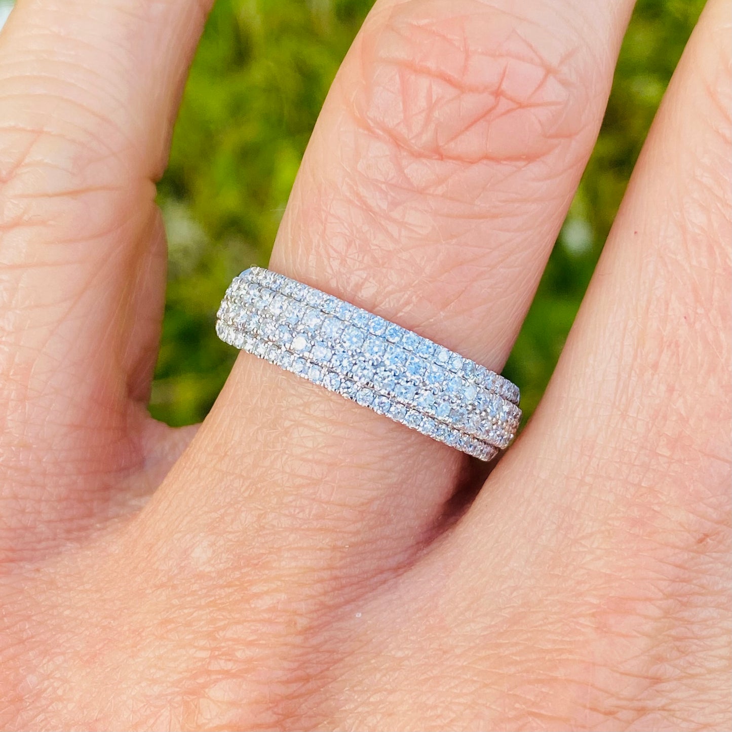 18ct White Gold 0.74ct Diamond Band Ring | Four Rows - John Ross Jewellers