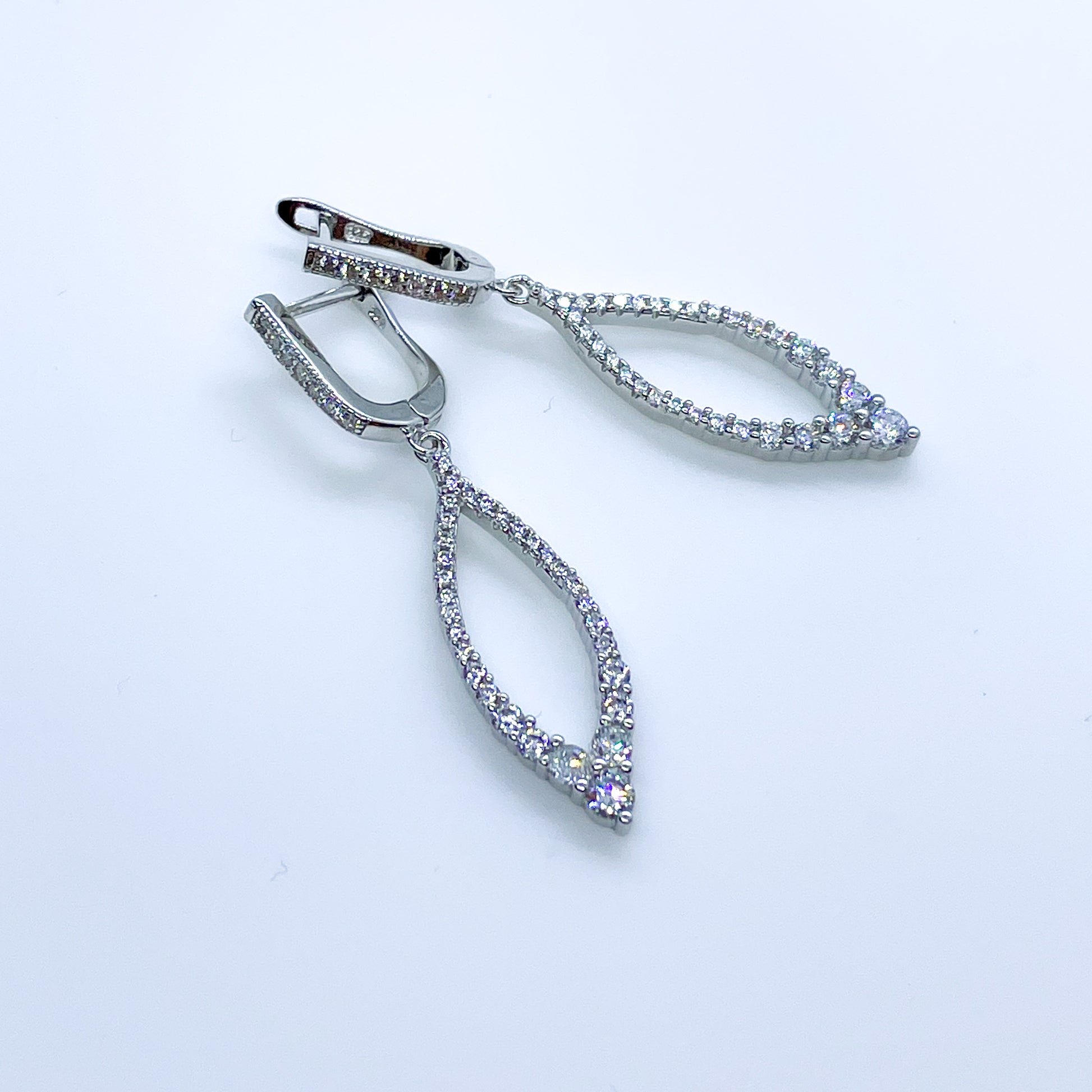 Silver CZ Open Marquis Drop Earrings - John Ross Jewellers