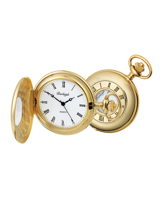 Gold Half Hunter Pocket Watch with Stand - John Ross Jewellers