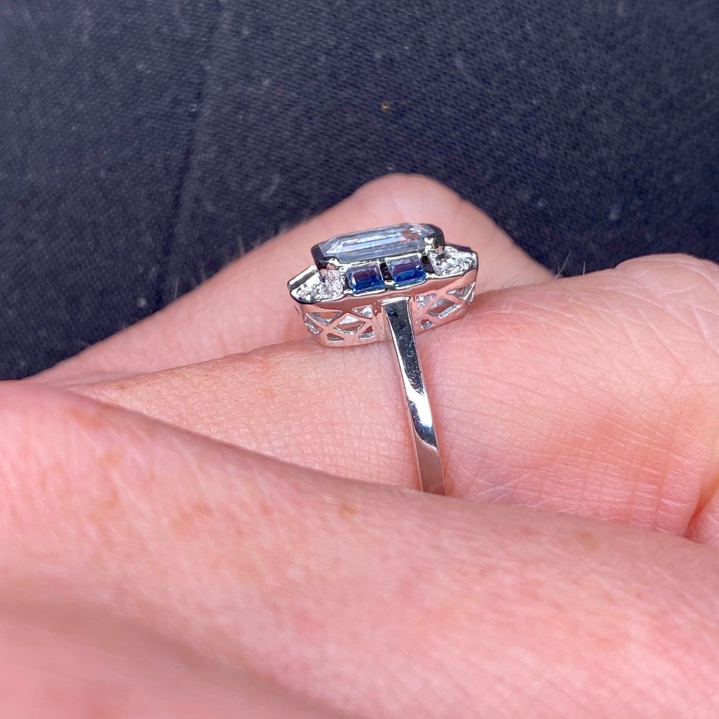18ct White Gold Aquamarine, Sapphire & Diamond Ring - John Ross Jewellers