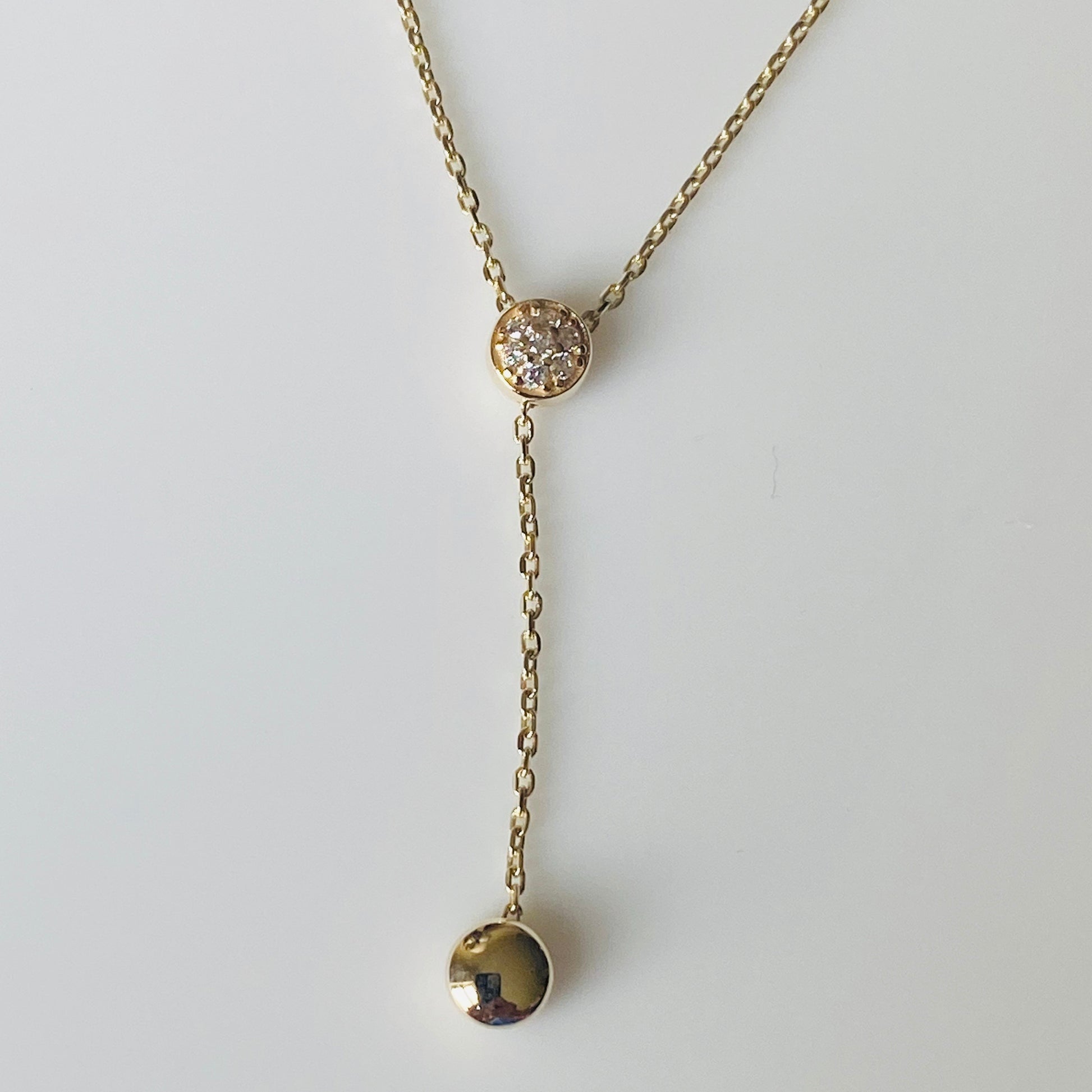 9ct Gold CZ Lariat Necklace - John Ross Jewellers