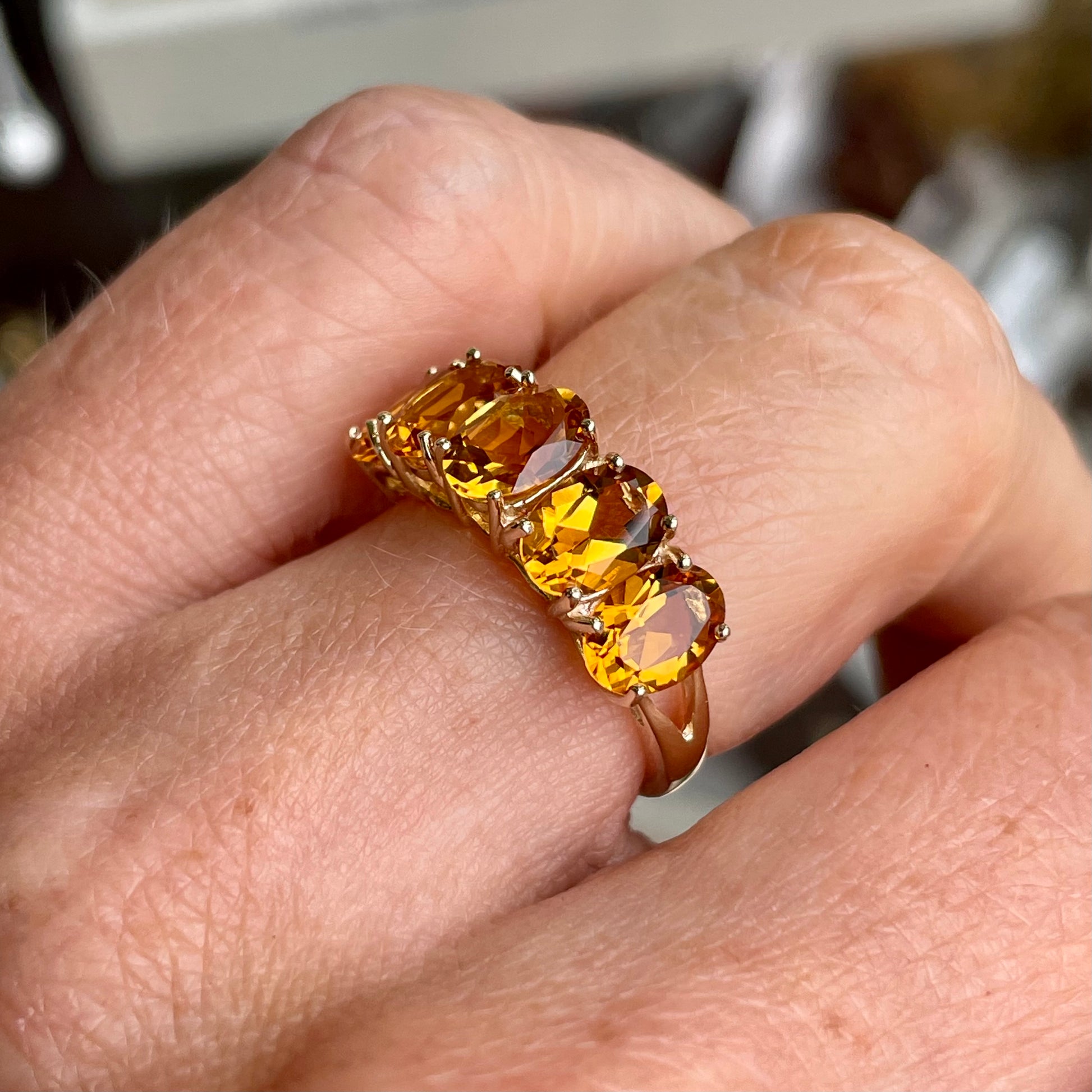 9ct Gold Yellow Topaz Stepped Ring - John Ross Jewellers
