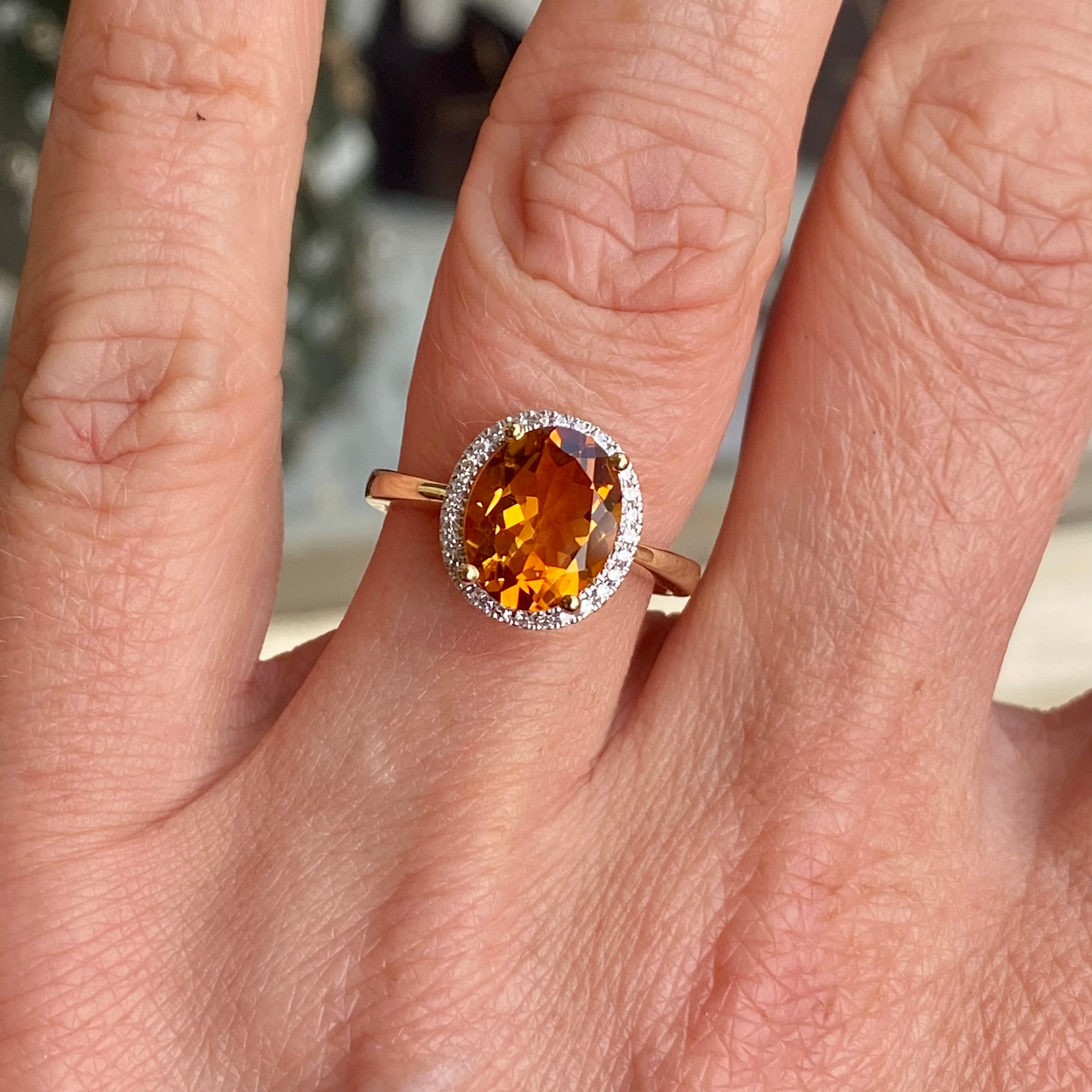 9ct Gold Citrine & Diamond Ring - John Ross Jewellers