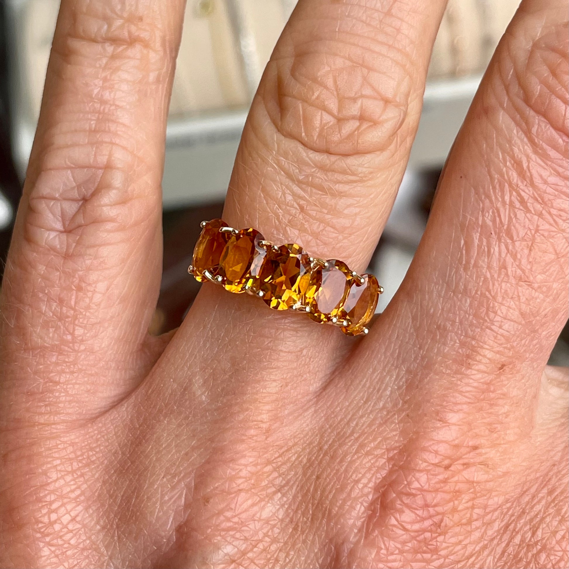 9ct Gold Yellow Topaz Stepped Ring - John Ross Jewellers