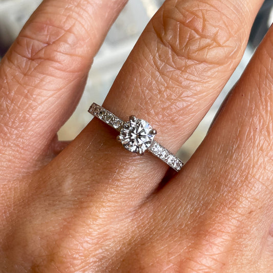 Platinum Vintage Style Diamond Solitaire Engagement Ring | 0.60ct - John Ross Jewellers