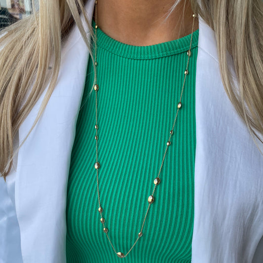 9ct Gold Puffed Ovals Long Necklace | 80cm - John Ross Jewellers