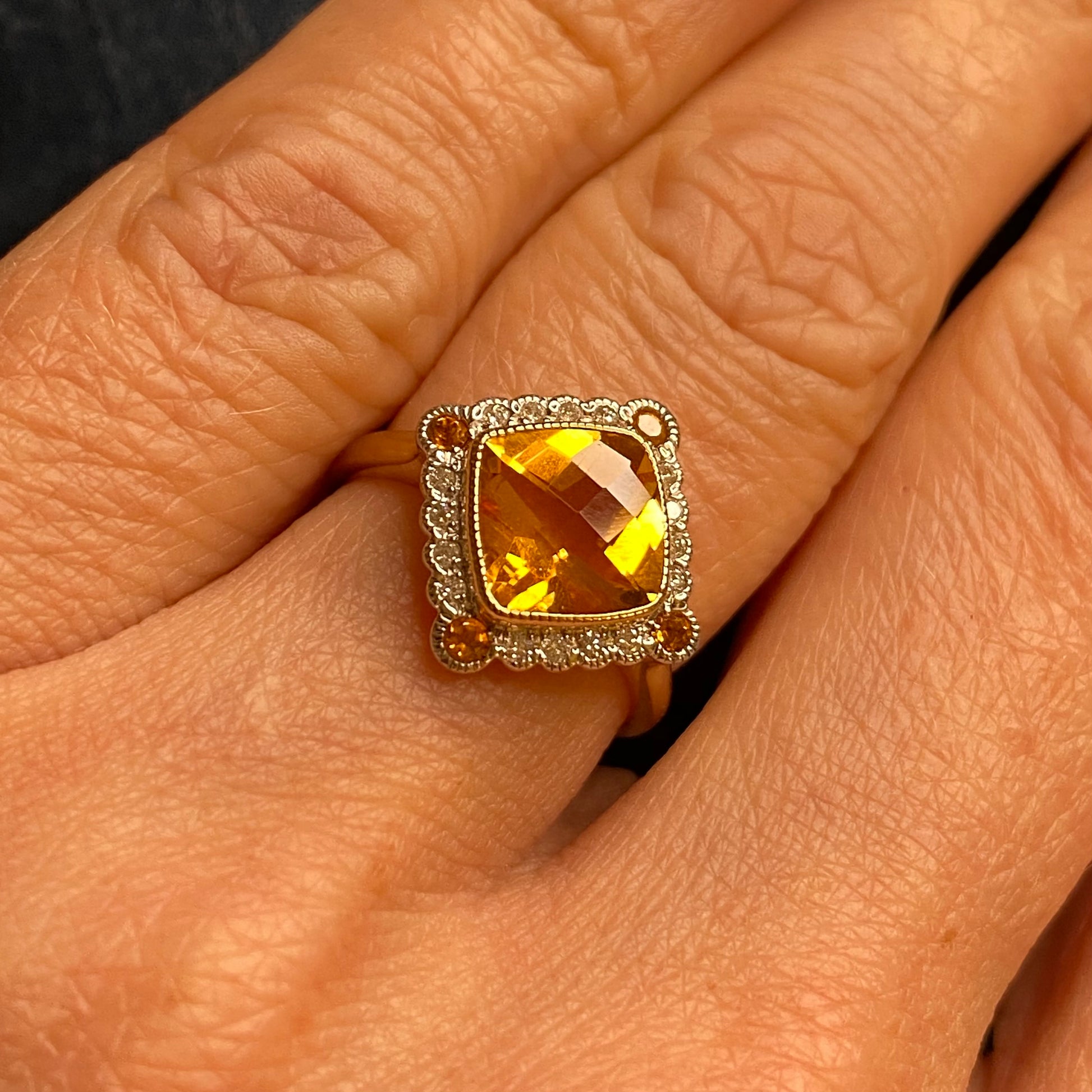 9ct Gold Citrine & Diamond Ring - John Ross Jewellers