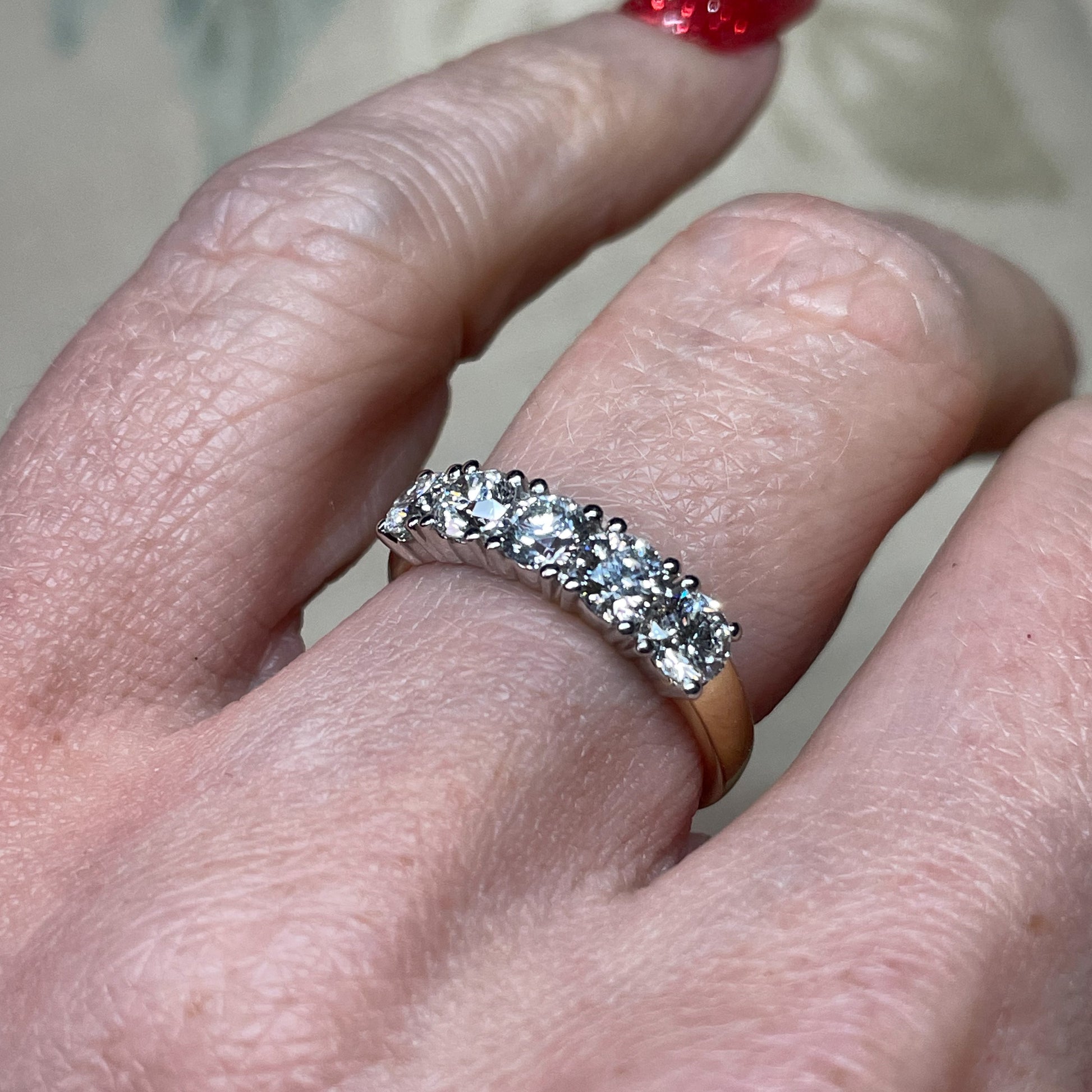18ct Gold 1.36ct Five Stone Diamond Eternity Ring | Certified - John Ross Jewellers