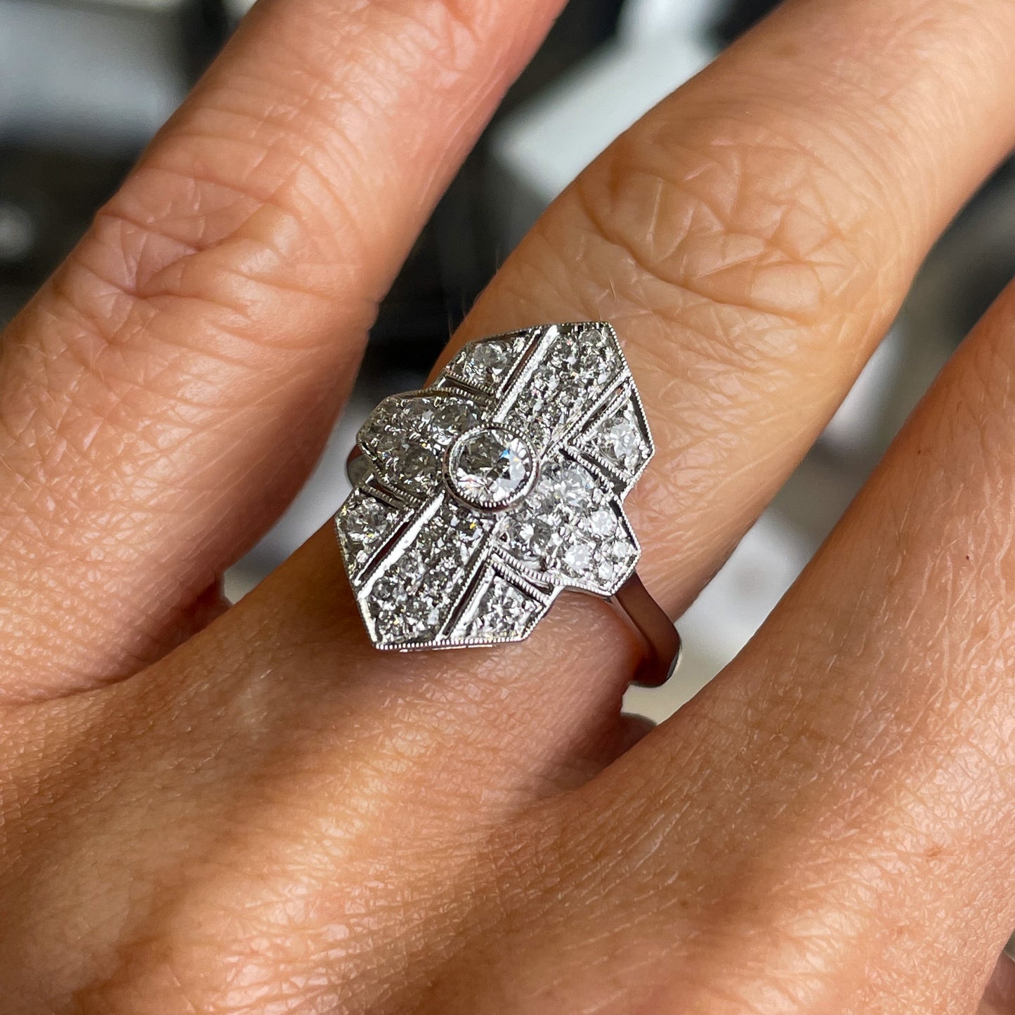 Platinum Deco Diamond Ring | 1.01ct - John Ross Jewellers
