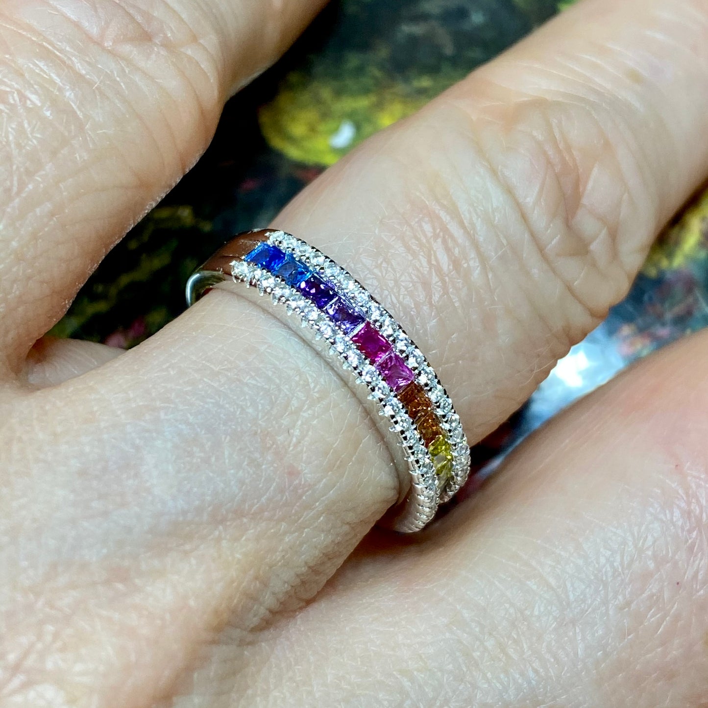 Silver CZ Rainbow Ring - John Ross Jewellers