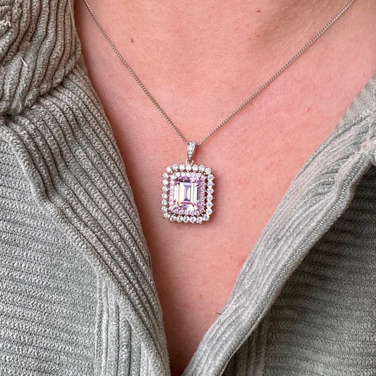 Silver Pink CZ Necklace - John Ross Jewellers