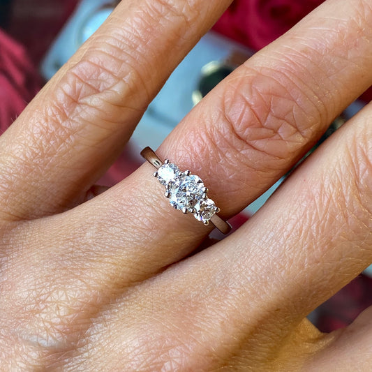 Platinum 0.93ct Trilogy Diamond Engagement Ring | Certified - John Ross Jewellers