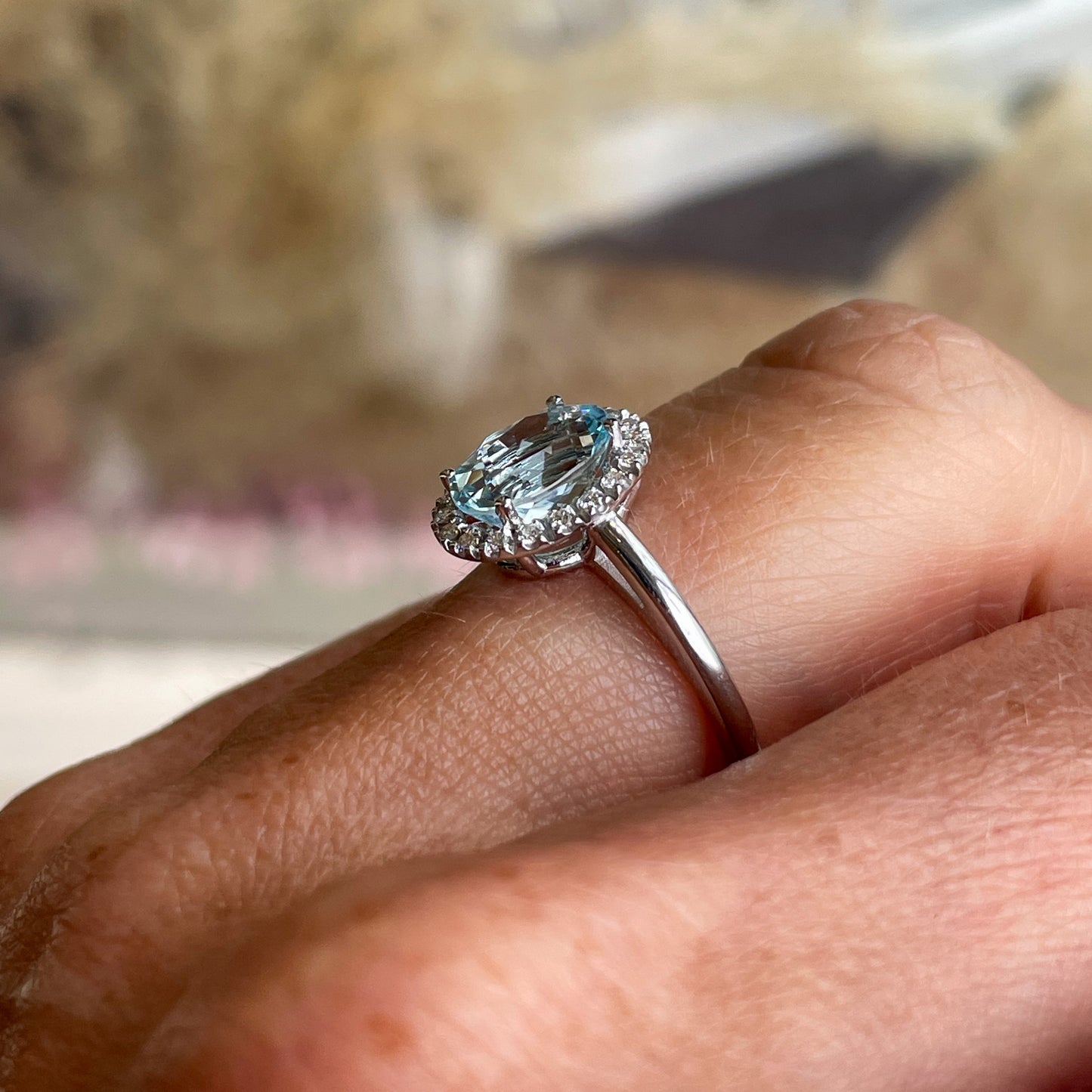 18ct White Gold Aquamarine & Diamond Ring - John Ross Jewellers