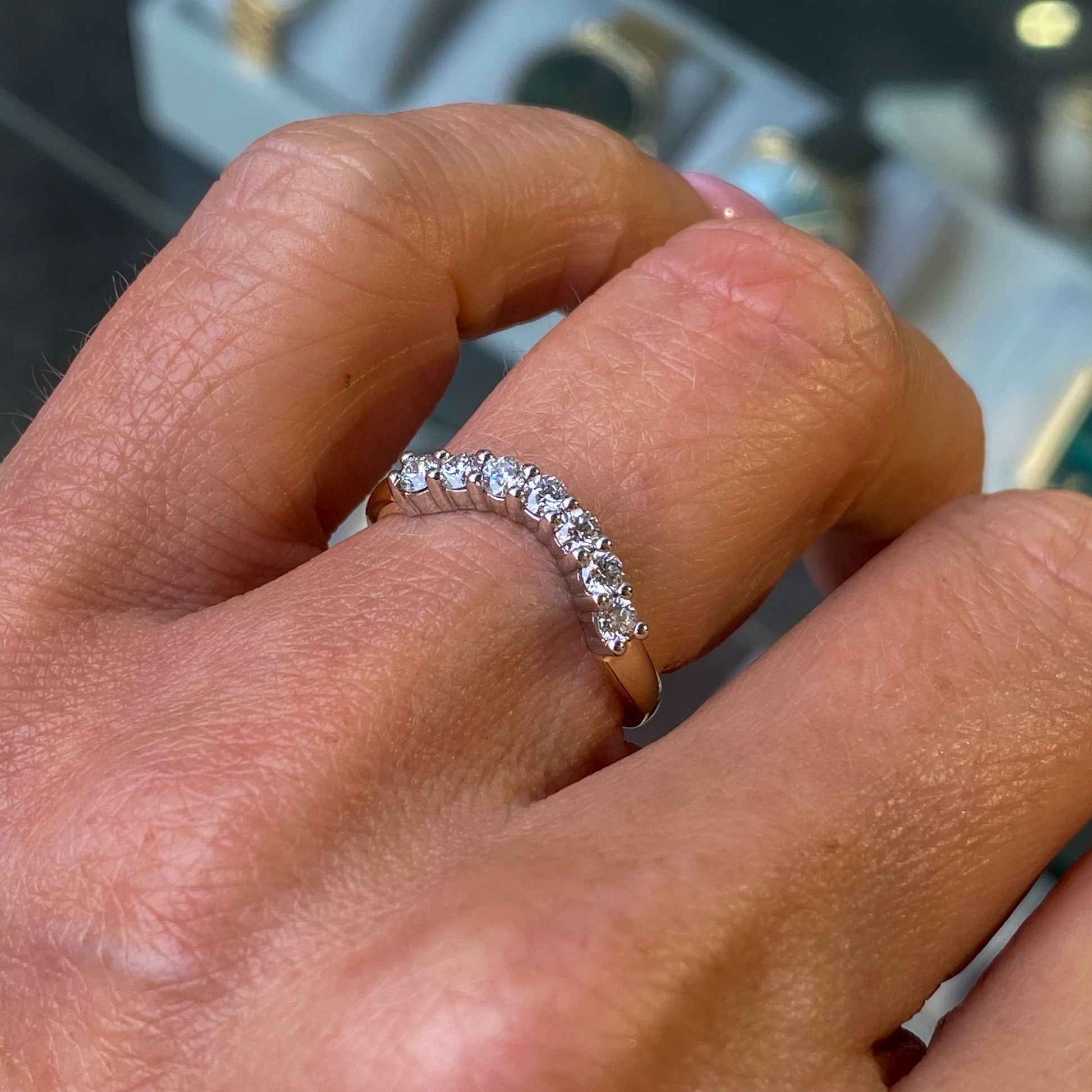 18ct Gold 0.42ct Seven Stone Diamond Eternity Ring | Curved - John Ross Jewellers