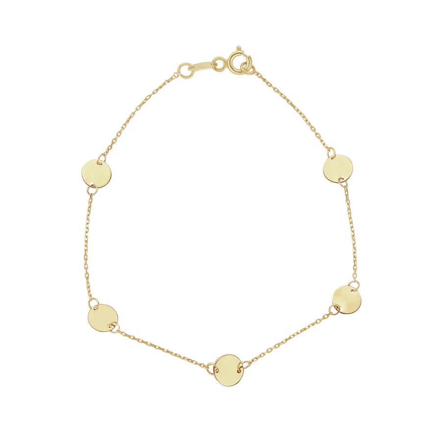 9ct Gold Five Discs Bracelet - John Ross Jewellers