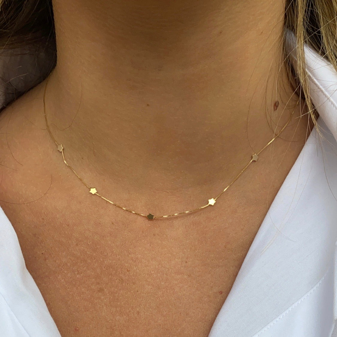 9ct Gold Five Star Necklace - John Ross Jewellers