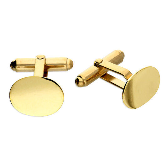 Gold Plated Silver Plain Oval Cufflinks - John Ross Jewellers