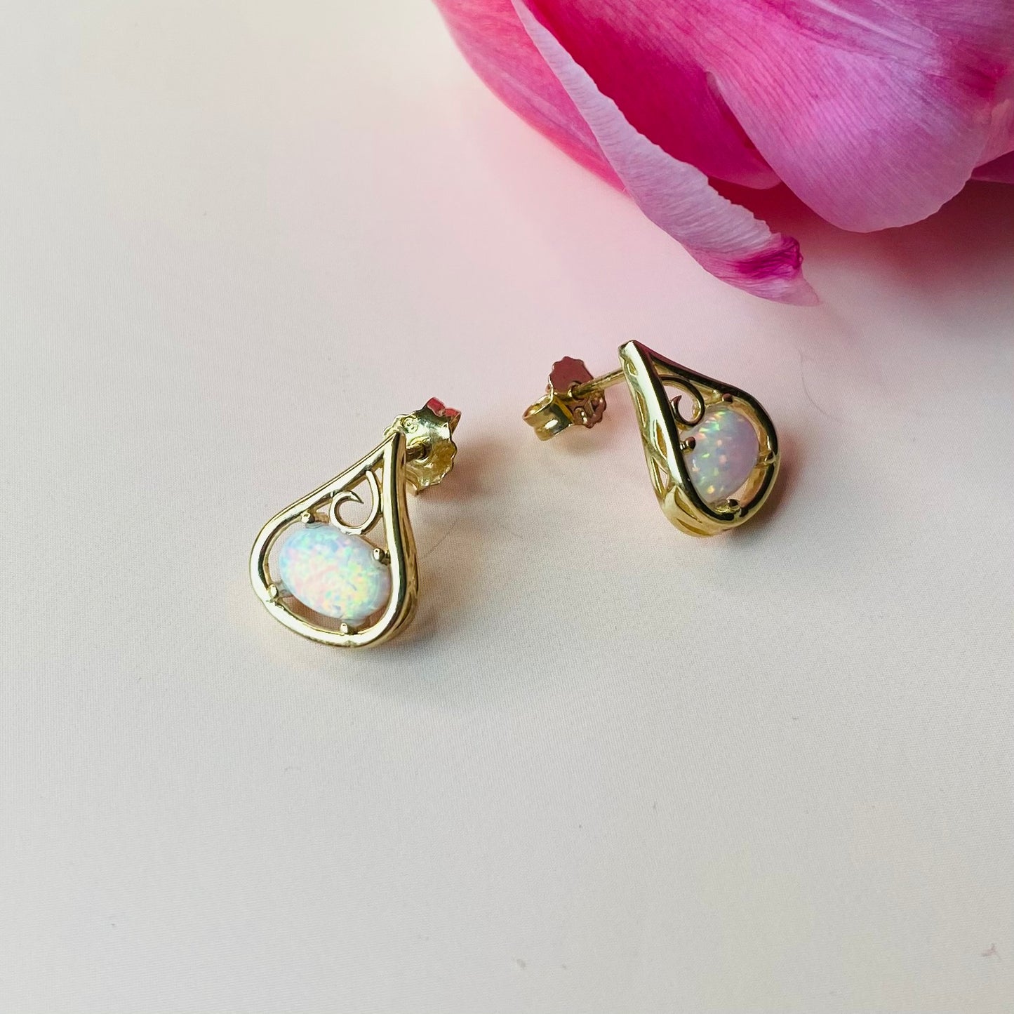 9ct Gold Opalique Fancy Stud Earrings - John Ross Jewellers