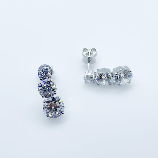 Silver CZ Trilogy Drop Earrings - John Ross Jewellers