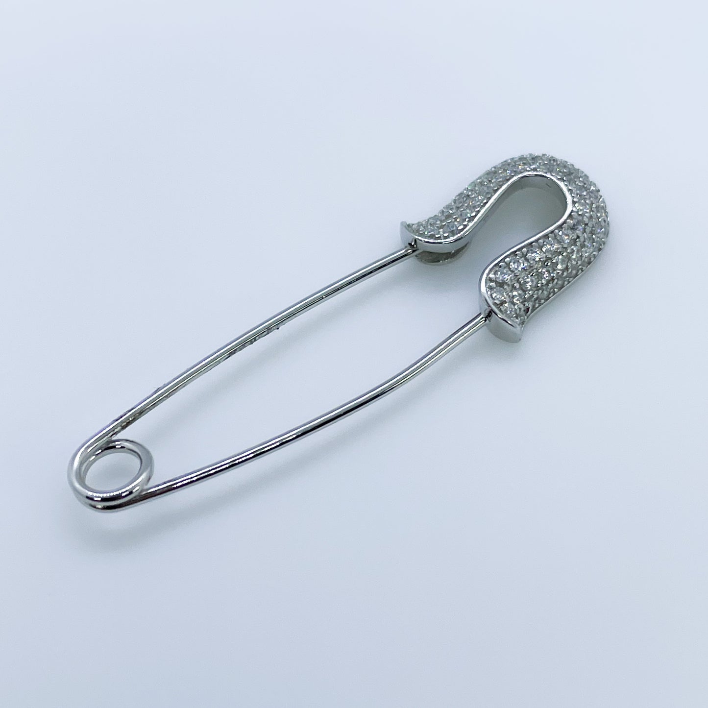 Silver CZ Baby Safety Pin Brooch - John Ross Jewellers