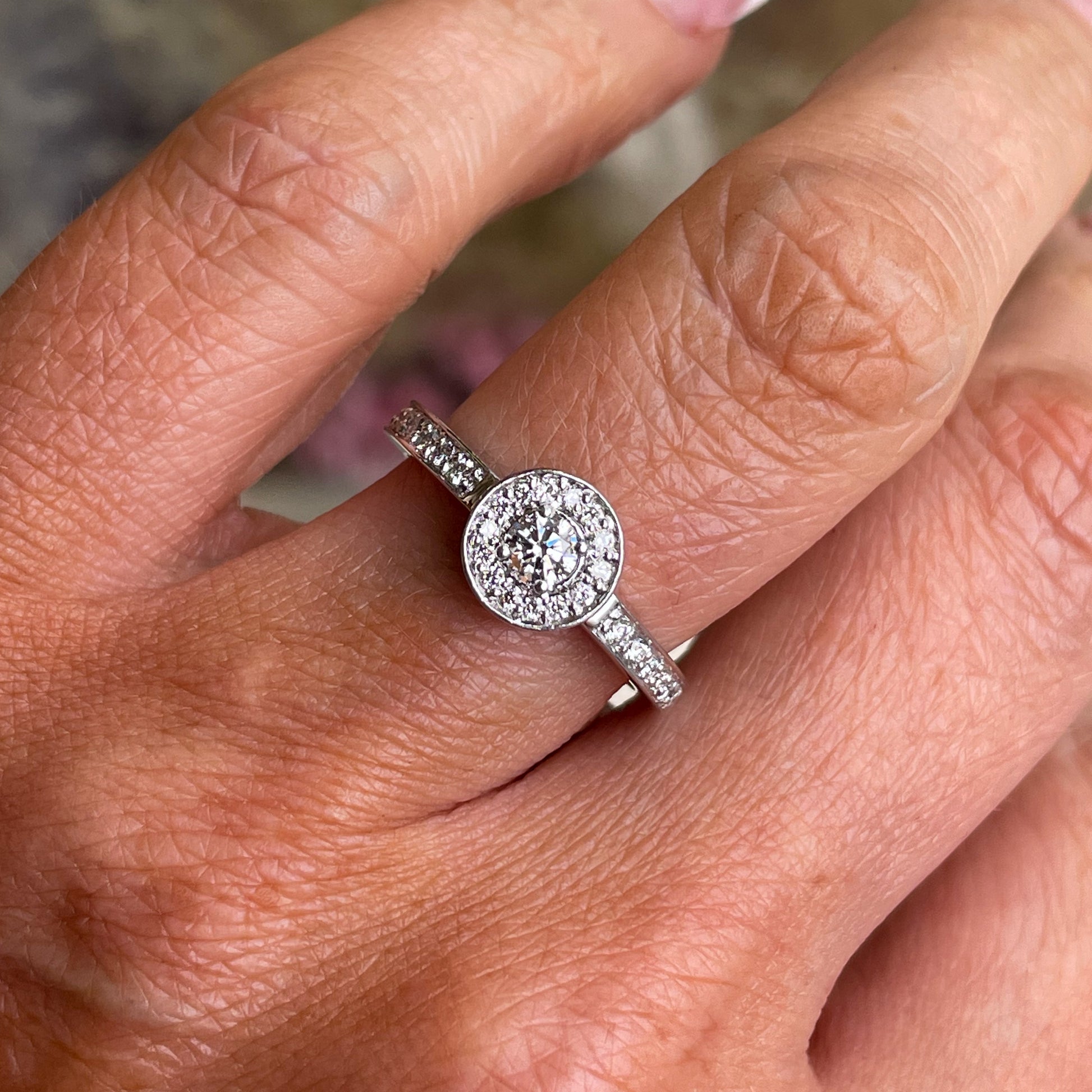 18ct White Gold Halo Diamond Engagement Ring | 0.50ct - John Ross Jewellers