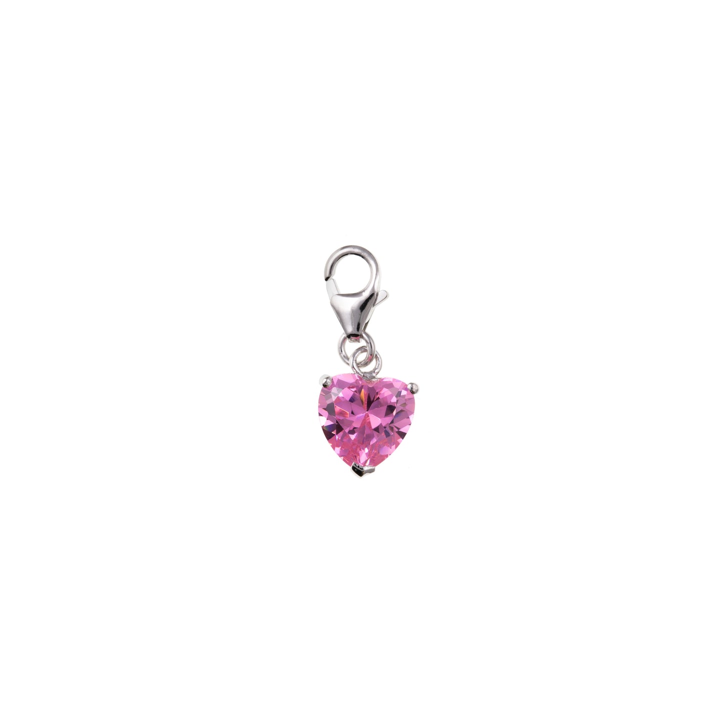Silver Heart CZ Charm | Pink - John Ross Jewellers
