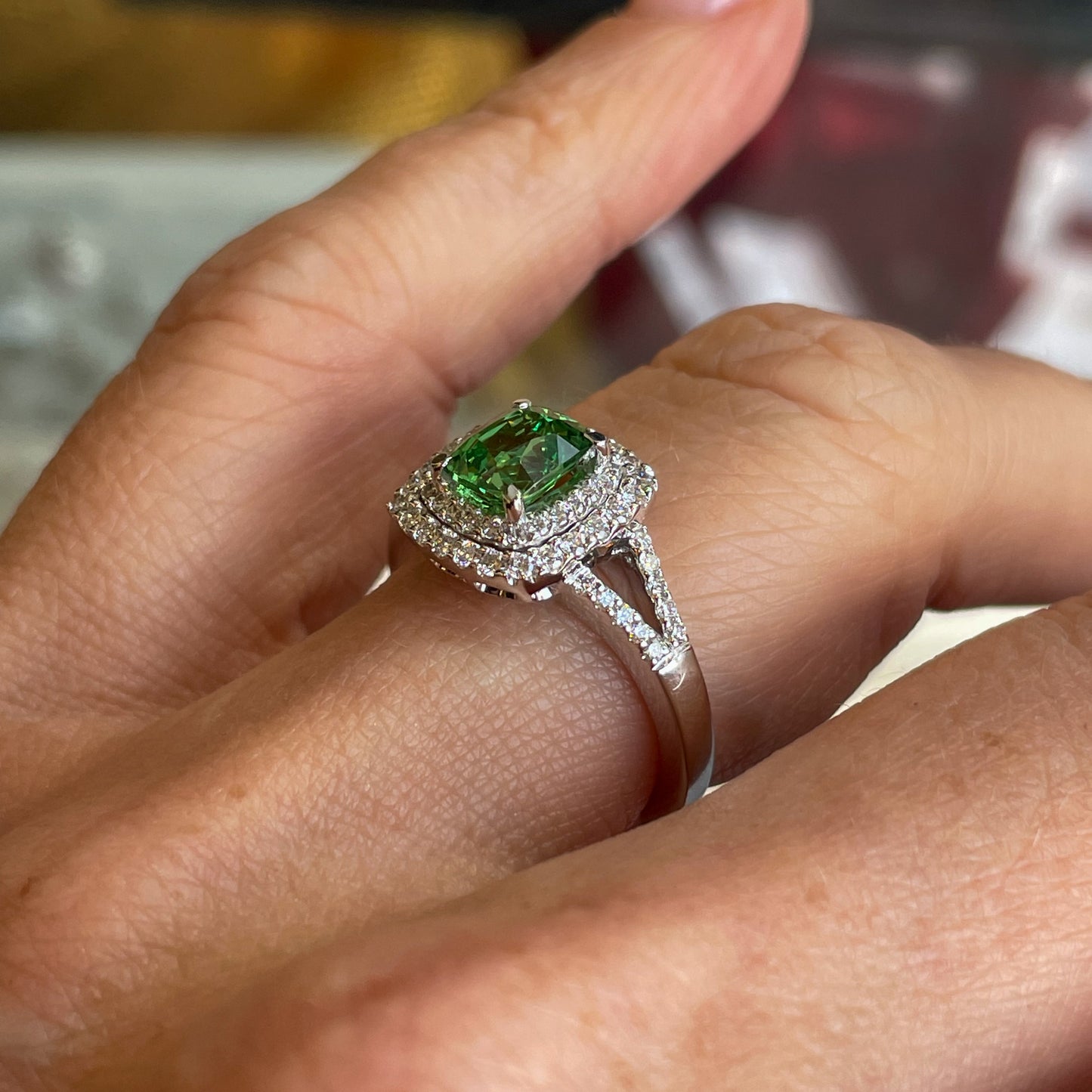 18ct White Gold Tsavorite Garnet & Diamond Ring - John Ross Jewellers