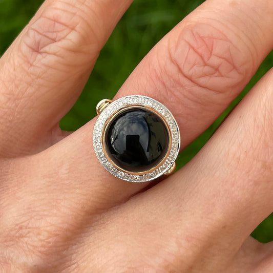 9ct Yellow Gold Onyx & Diamond Ring - John Ross Jewellers