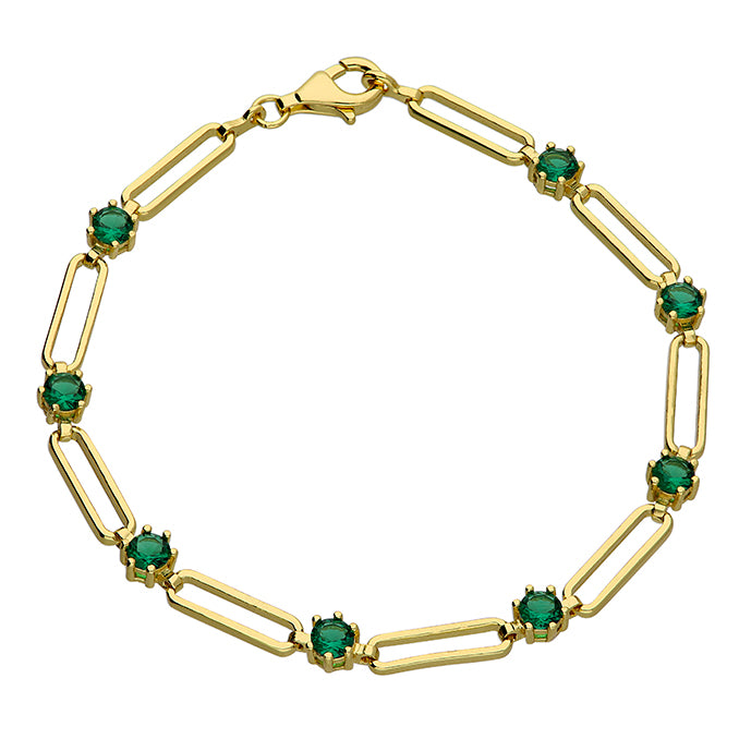 Sunshine Green CZ & Paperlink Bracelet - John Ross Jewellers