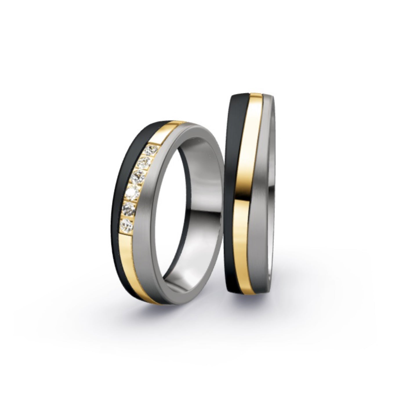 Black Zirconium, Titanium & 14ct Gold Wedding Ring | 5mm - John Ross Jewellers