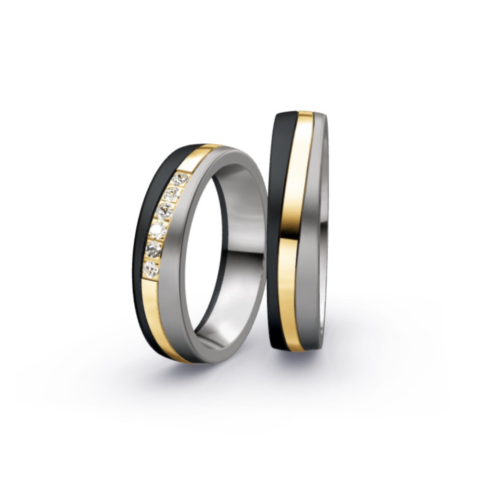 Black Zirconium, Titanium 14ct Gold Wedding Ring 5mm