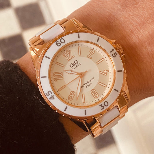 Q&Q Rose & White Watch - John Ross Jewellers