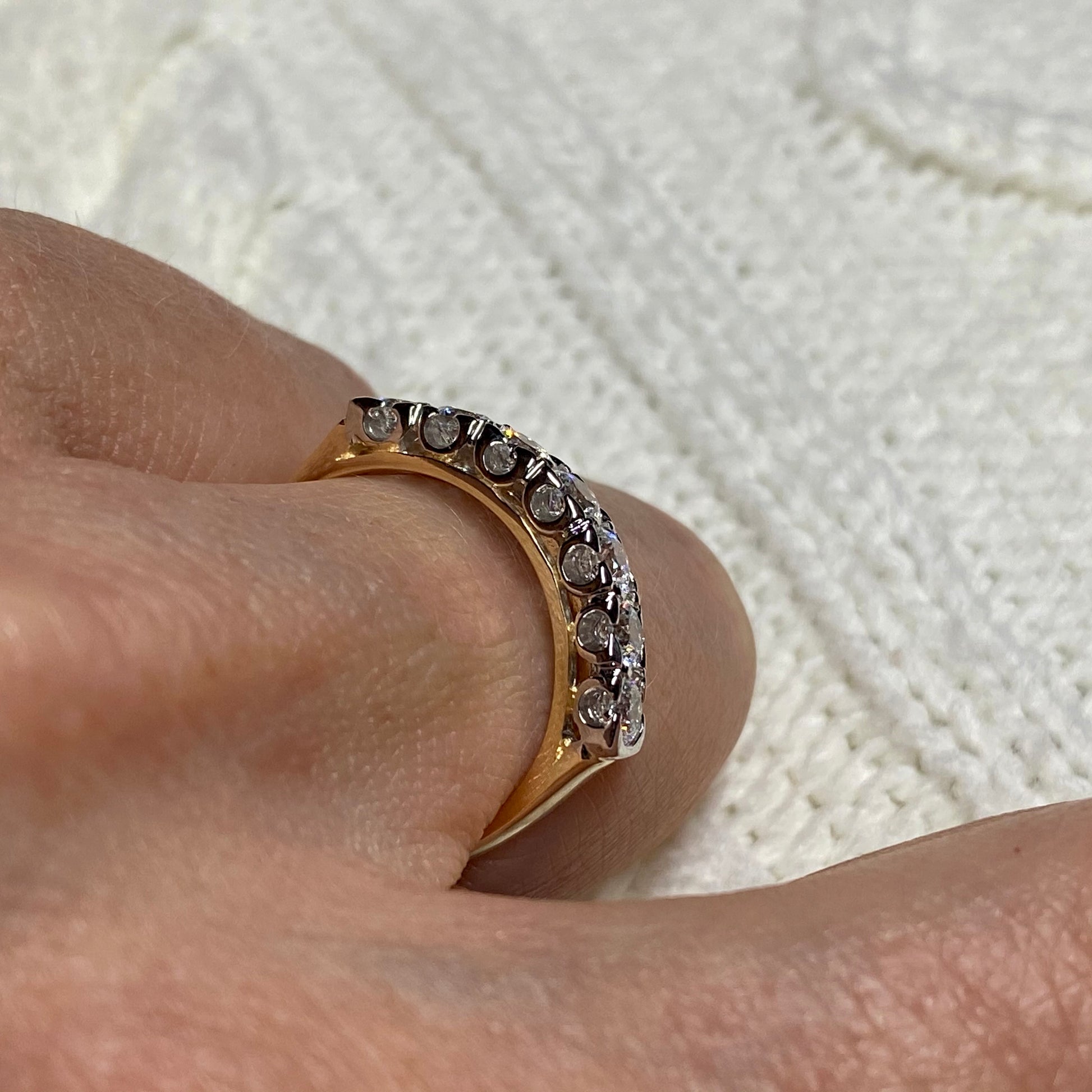 9ct Gold Nine Stone Vintage Style CZ Eternity Ring - John Ross Jewellers