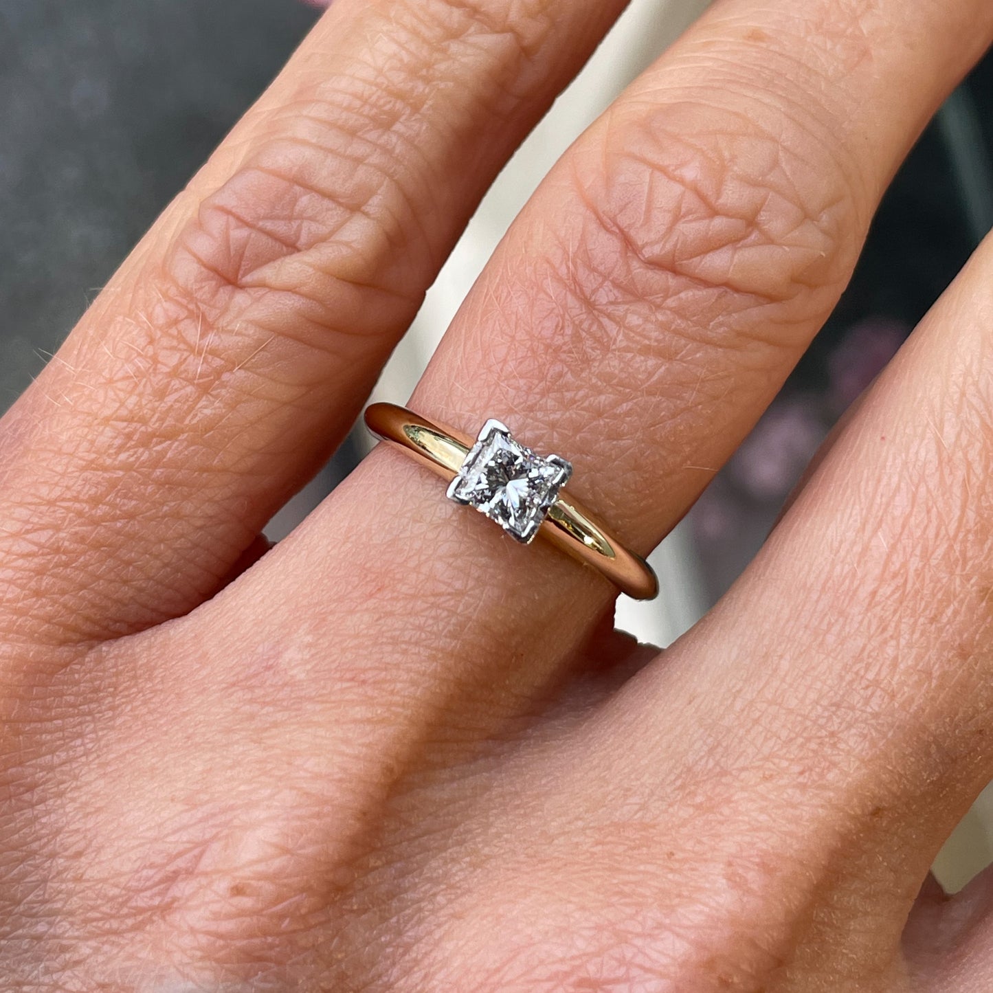 18ct Gold Princess Cut Diamond Solitaire Engagement Ring | 0.44ct - John Ross Jewellers