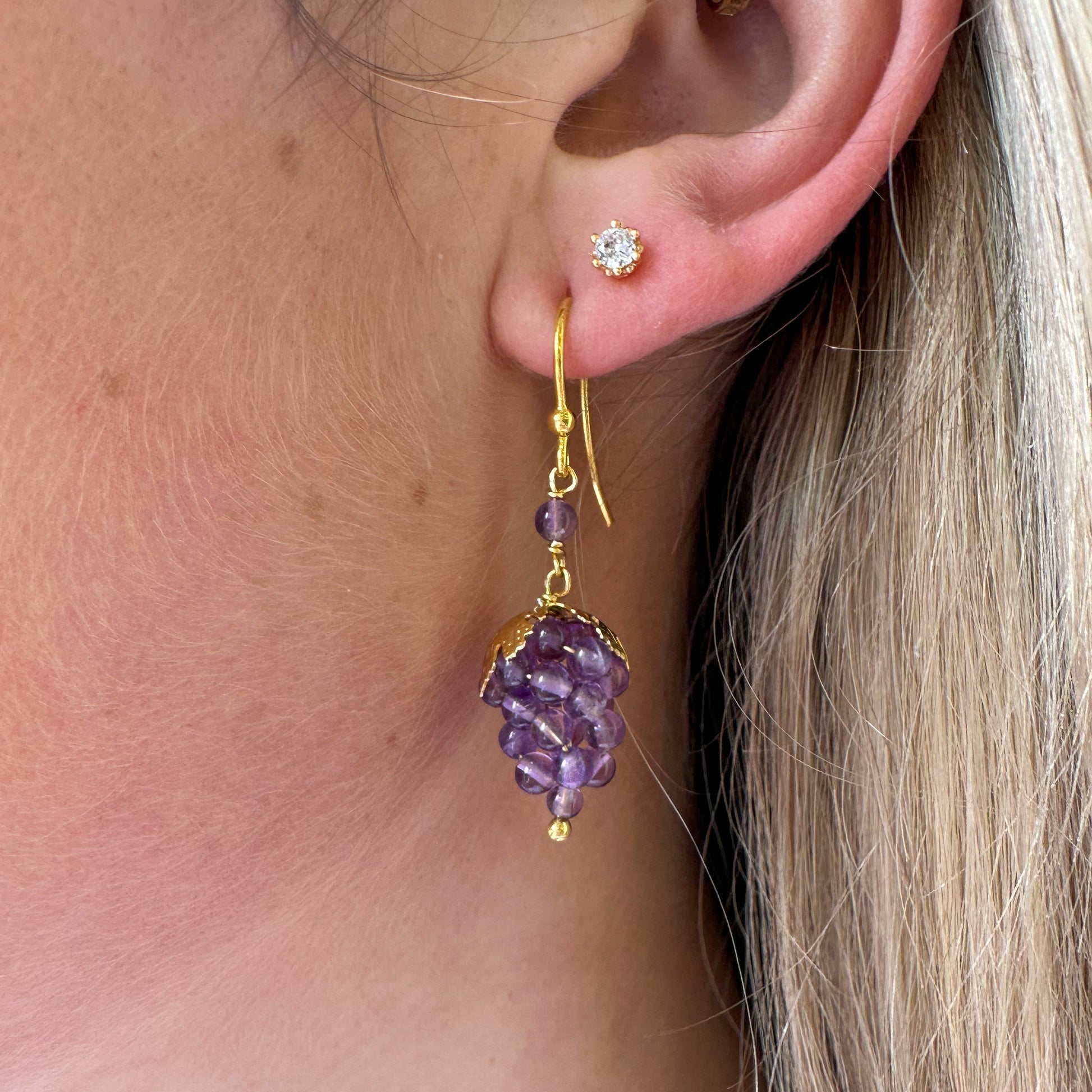 Grape Drop Earrings - Amethyst - John Ross Jewellers