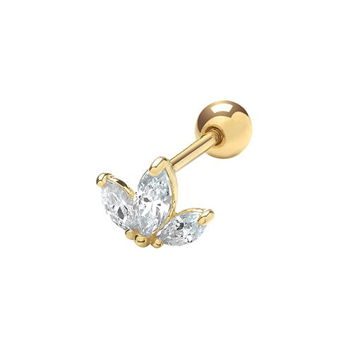 Ear Candy 9ct Gold CZ Lotus Cartilage Stud - John Ross Jewellers