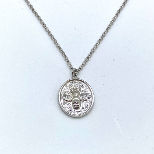 SUNSHINE Bee Disc Necklace - Silver - John Ross Jewellers