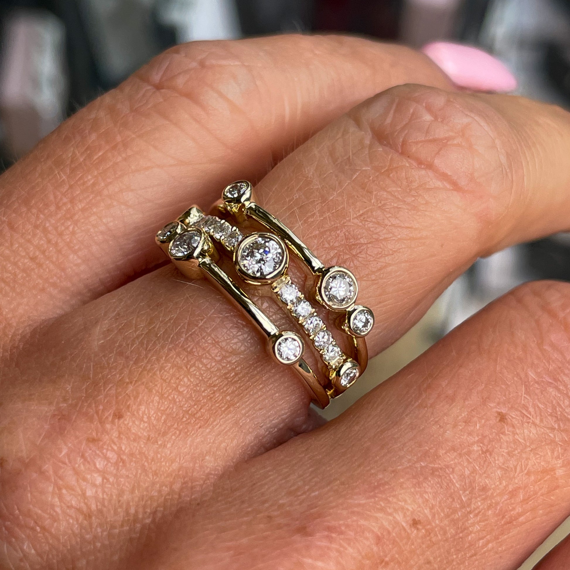 9ct Gold Diamond Rainfall Ring | 0.76ct - John Ross Jewellers